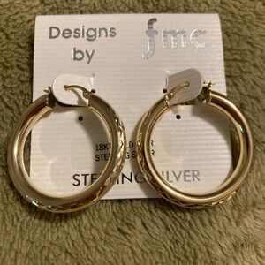 NWT Vintage Designs by FMC 18KT Gold Over Sterling Silver Hoop Earrings